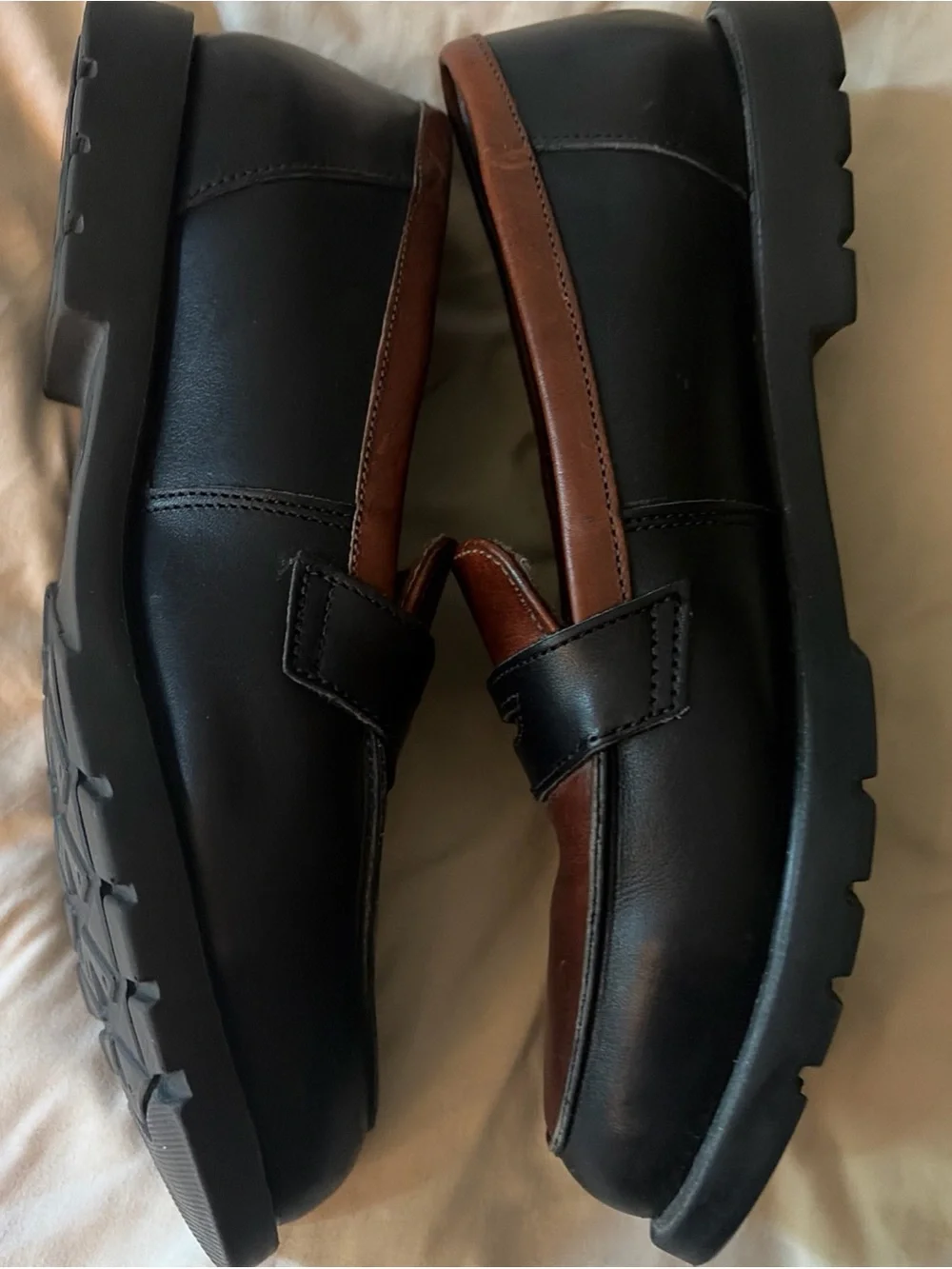Vintage Lehigh Two-Tone Leather Steel Toe Penny Loafers Corpcore 9.5